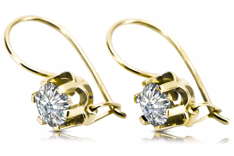 Циркон 14K жълто злато Обеци Винтидж vec019y